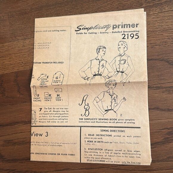 Vintage 1957 Simplicity 2195 Sewing Pattern for Women's Blouses - Picture 4 of 4